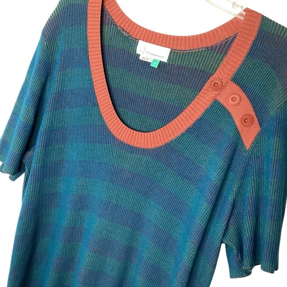 Anthropologie Striped Short Sleeve Sweater Sz 3X EUC - Picture 5 of 10
